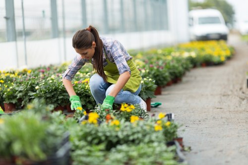 Landscaping team preparing a garden project booking